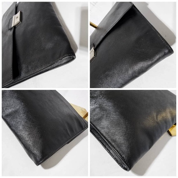 Authentic PRADA Saffiano Attache Portfolio Clutch Black - Picture 10 of 13
